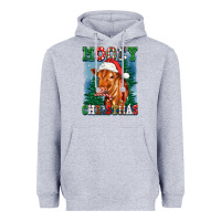 Heather Grey mooey christmas heifer Heavyweight Hoodie - FaDigitalArtStudio