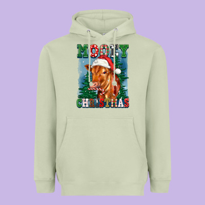 Mooey Christmas Heifer Heavyweight Hoodie Designed By Fadigitalartstudio