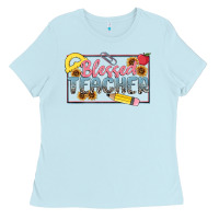 Baby Blue blessed teacher Ladies Tee - MaliasSmallBusiness