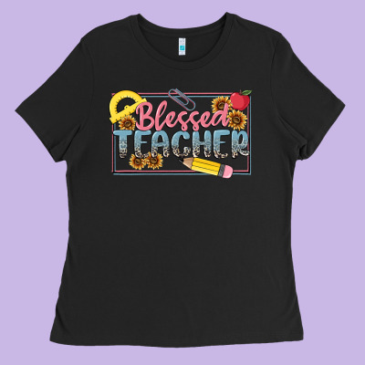 Blessed Teacher Ladies Tee Designed By Maliassmallbusiness