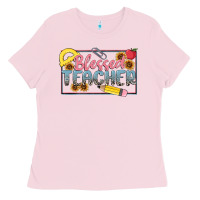 Bubblegum Pink blessed teacher Ladies Tee - MaliasSmallBusiness