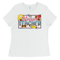 White blessed teacher Ladies Tee - MaliasSmallBusiness