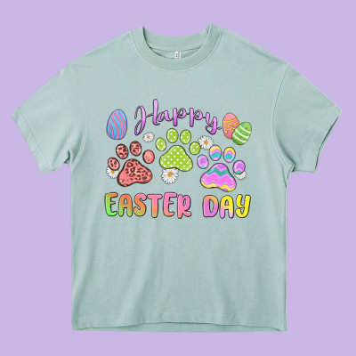 Happy Easter Day Paws Heavy Core Tee Designed By Maliassmallbusiness