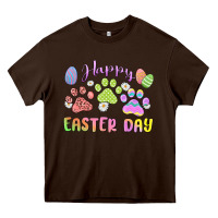 Chocolate Brown happy easter day paws Heavy Core Tee - MaliasSmallBusiness