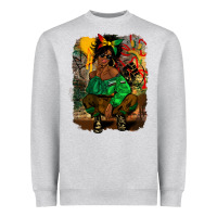 Heather Grey juneteenth black woman fashion girl Heavyweight Sweatshirt - CowGirlArtShop