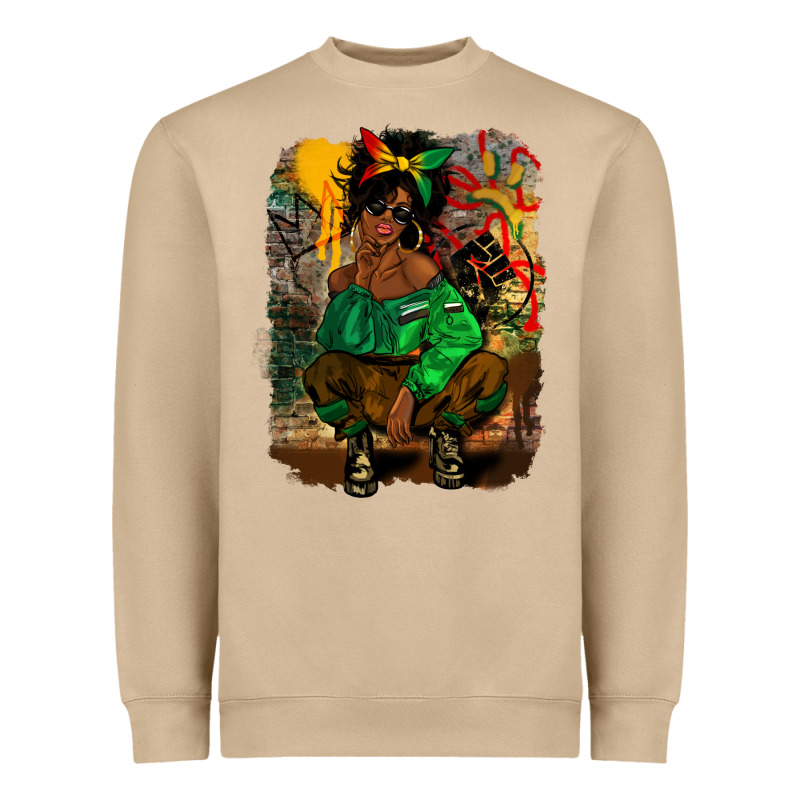 Juneteenth Black Woman Fashion Girl Heavyweight Sweatshirt by CowGirlArtShop | Teevron