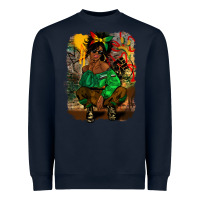 Navy juneteenth black woman fashion girl Heavyweight Sweatshirt - CowGirlArtShop