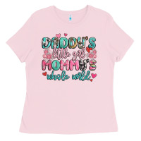 Bubblegum Pink daddy's little girl mommy's whole world Ladies Tee - MaliasSmallBusiness