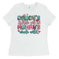 White daddy's little girl mommy's whole world Ladies Tee - MaliasSmallBusiness