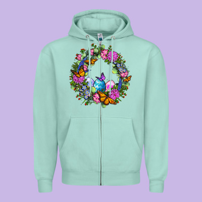 Easter Ocaliptus Spring Flowers Zipper Hoodie Designed By Oliviacreatesart
