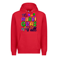 Red It's Mardi Gras y'all Premium Hoodie - FaDigitalArtStudio