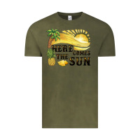Vintage Olive here comes the sun Vintage Tee - BarkalooDesign