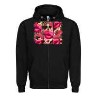 Black Valentine's Day pink plaid red glitter cowhide Zipper Hoodie - FaDigitalArtStudio