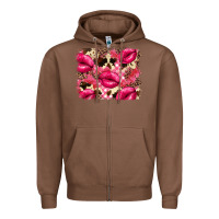 Chestnut Valentine's Day pink plaid red glitter cowhide Zipper Hoodie - FaDigitalArtStudio