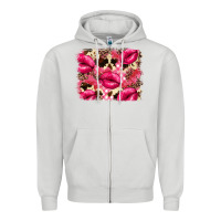 Dove Grey Valentine's Day pink plaid red glitter cowhide Zipper Hoodie - FaDigitalArtStudio