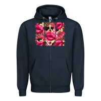 Navy Valentine's Day pink plaid red glitter cowhide Zipper Hoodie - FaDigitalArtStudio