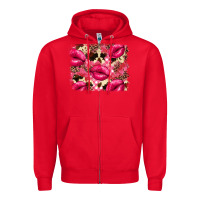 Red Valentine's Day pink plaid red glitter cowhide Zipper Hoodie - FaDigitalArtStudio