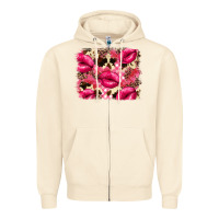 Sandshell Valentine's Day pink plaid red glitter cowhide Zipper Hoodie - FaDigitalArtStudio