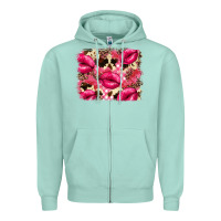 Seafoam Valentine's Day pink plaid red glitter cowhide Zipper Hoodie - FaDigitalArtStudio