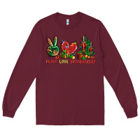 Burgundy Peace love Nutcrackers Long Sleeve Tee - NancyCooperArtShop