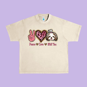 Peace Love Shih Tzu Urban Heavy Tee Designed By Bettercallsaul