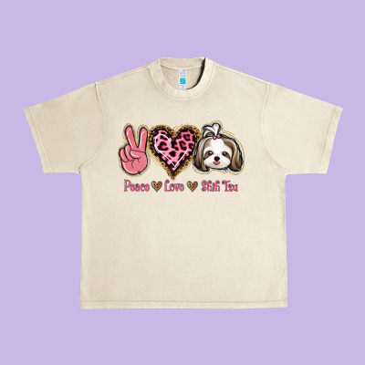 Peace Love Shih Tzu Urban Heavy Tee Designed By Bettercallsaul