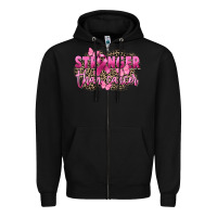 Black Stronger than Cancer Zipper Hoodie - FaDigitalArtStudio
