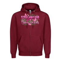 Burgundy Stronger than Cancer Zipper Hoodie - FaDigitalArtStudio