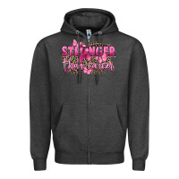 Charcoal Heather Stronger than Cancer Zipper Hoodie - FaDigitalArtStudio