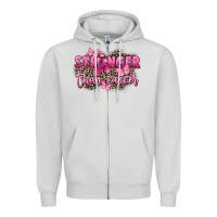Dove Grey Stronger than Cancer Zipper Hoodie - FaDigitalArtStudio
