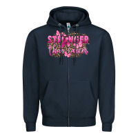 Navy Stronger than Cancer Zipper Hoodie - FaDigitalArtStudio