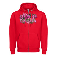 Red Stronger than Cancer Zipper Hoodie - FaDigitalArtStudio