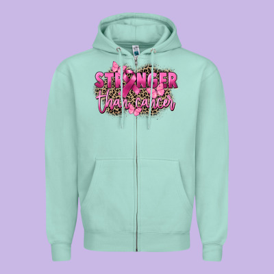 Stronger Than Cancer Zipper Hoodie Designed By Fadigitalartstudio