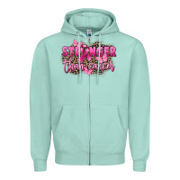 Seafoam Stronger than Cancer Zipper Hoodie - FaDigitalArtStudio