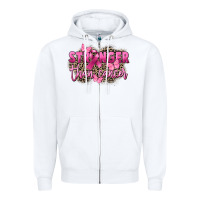 White Stronger than Cancer Zipper Hoodie - FaDigitalArtStudio