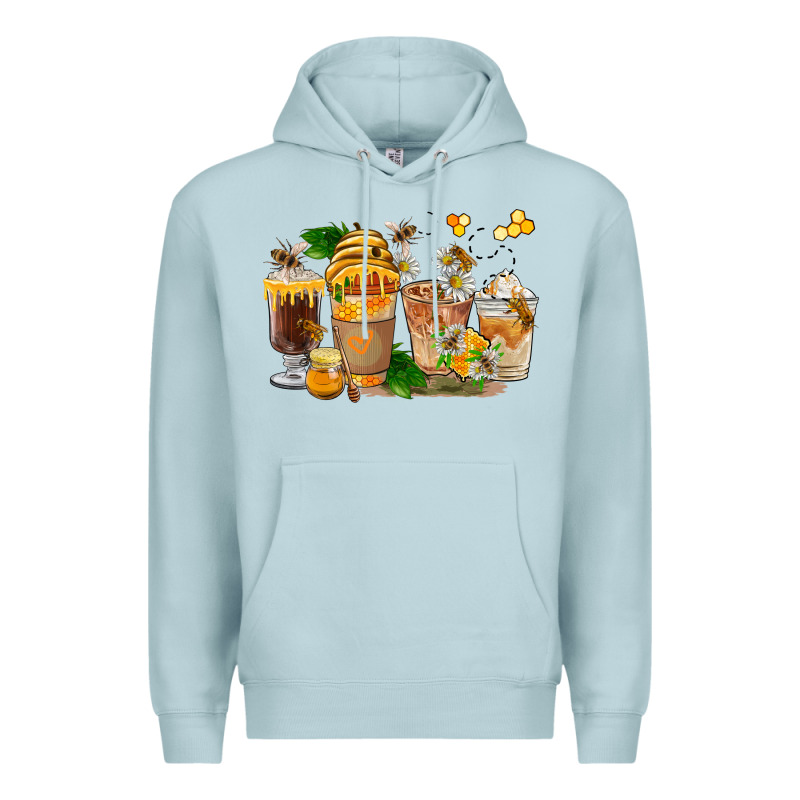 Honey Bee Coffee Cups Premium Hoodie by FaDigitalArtStudio | Teevron