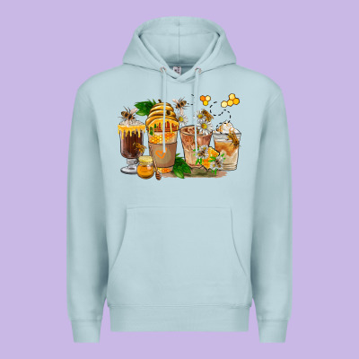 Honey Bee Coffee Cups Premium Hoodie Designed By Fadigitalartstudio