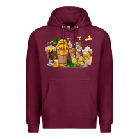 Burgundy Honey Bee Coffee Cups Premium Hoodie - FaDigitalArtStudio