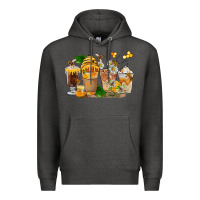 Charcoal Heather Honey Bee Coffee Cups Premium Hoodie - FaDigitalArtStudio