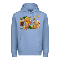 Colony Blue Honey Bee Coffee Cups Premium Hoodie - FaDigitalArtStudio