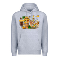 Heather Grey Honey Bee Coffee Cups Premium Hoodie - FaDigitalArtStudio