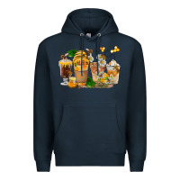 Navy Honey Bee Coffee Cups Premium Hoodie - FaDigitalArtStudio