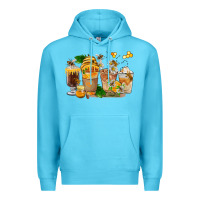 Ocean Blue Honey Bee Coffee Cups Premium Hoodie - FaDigitalArtStudio