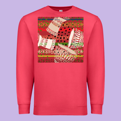 African Drum Colorful Seamless Pattern Premium Sweatshirt Designed By Bundleandbundleshop