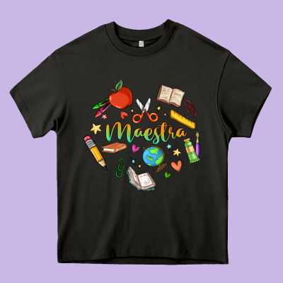 Maestra Teacher Heart Doodle Heavy Core Tee Designed By Maliassmallbusiness