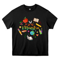 Black maestra teacher heart doodle Heavy Core Tee - MaliasSmallBusiness