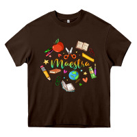 Chocolate Brown maestra teacher heart doodle Heavy Core Tee - MaliasSmallBusiness