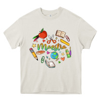 Cream maestra teacher heart doodle Heavy Core Tee - MaliasSmallBusiness