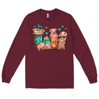 Burgundy cute pigs coffee Long Sleeve Tee - Jasminsmagicworld