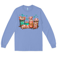 Colony Blue cute pigs coffee Long Sleeve Tee - Jasminsmagicworld